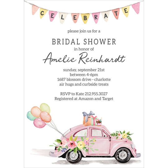 Pink Car Shower Invitations